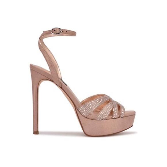 Nine West GoBig Platform Sandal - Size 7 M, Rhinestone Studded, 4.75" Stiletto - Picture 3 of 6